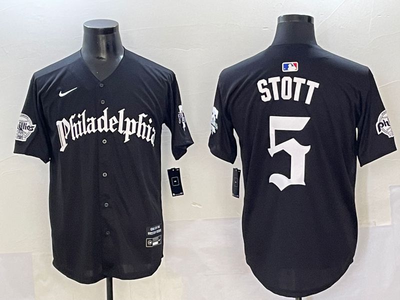 Men 2025 Philadelphia Phillies #5 Stott Black Seventh generation Joint Name Nike MLB Jersey style 1->philadelphia phillies->MLB Jersey